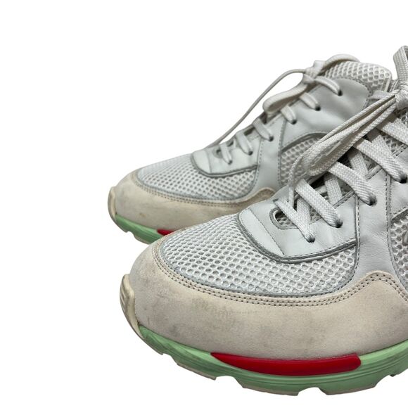 Chanel Interlocking CC Logo Mesh Leather Sneakers White Multi Color Size EUR 40 - Picture 8 of 12